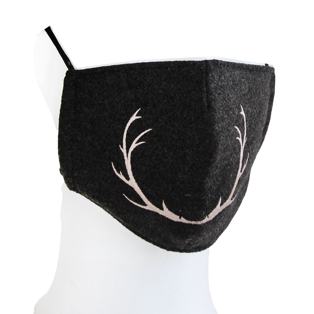 AKAH Mund-Nasen-Maske Loden mit Hirschgeweih-Stick