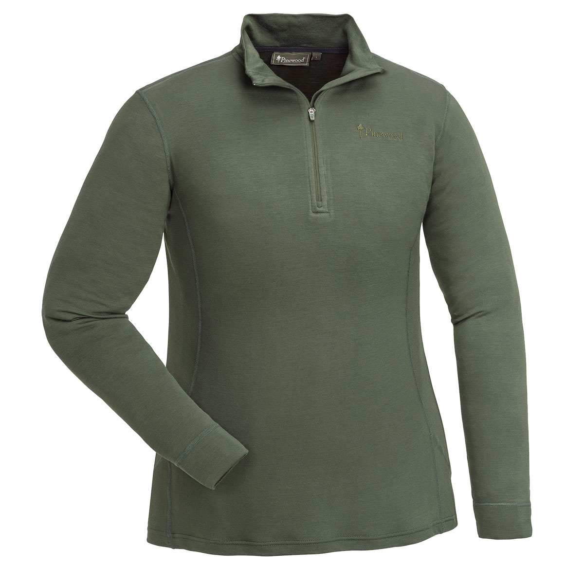 Pinewood Abisko Merino Base Layer Damen-Unterhemd Half Zip Moosgrün