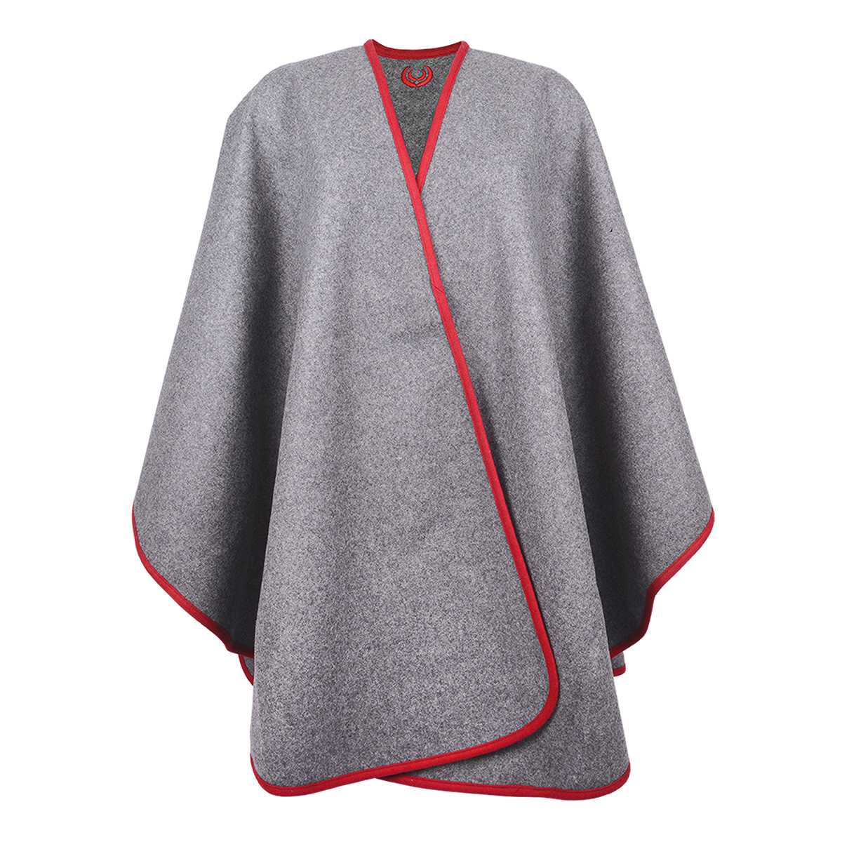 KEYLER Damen Lodenponcho "Wetterwand" Grau/Rot