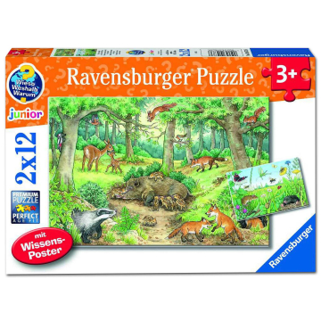 Ravensburger Kinderpuzzle - Tiere im Wald und auf der Wiese