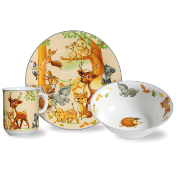 Ritzenhoff & Breker Kindergeschirr-Set Waldtiere, 3-teilig