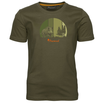 Pinewood Wild Boar T-Shirt Kinder Olivgrün