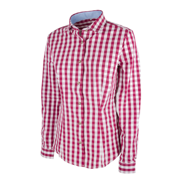 Damenbluse Paula Karo Beere/Weiß