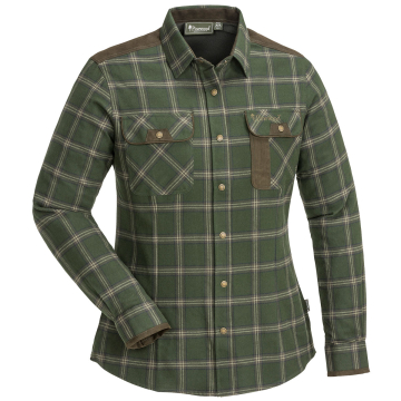 Pinewood Damen-Bluse Prestwick Exclusive Moosgrün/ Dunkelbraun