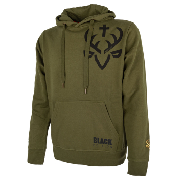 Jagdstolz Hoodie Olive Logo Black Hirsch