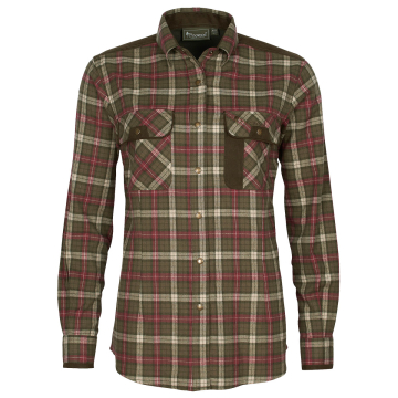 Pinewood Damen-Bluse Prestwick Exklusive Grün/Suedebraun