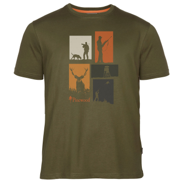 Pinewood Hunting T-Shirt Herren Oliv-meliert