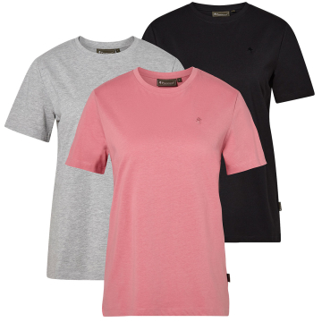 Pinewood 3er Pack T-Shirts Damen Grau/Pink/Schwarz