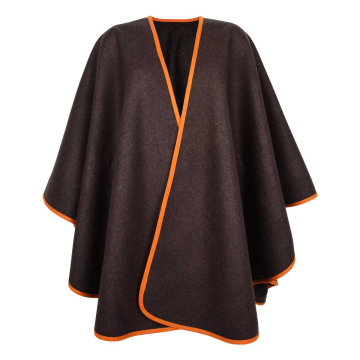 KEYLER Damen Lodenponcho "Wetterwand" Braun/Orange