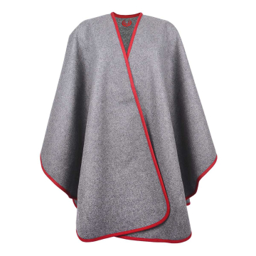 KEYLER Damen Lodenponcho "Wetterwand" Grau/Rot