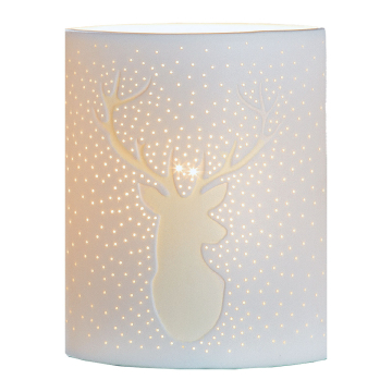 Porzellan Lampe mit Hirschmotiv