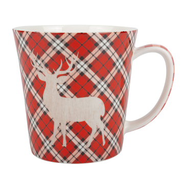 Becher/Tasse Hirsch Karomuster Rot