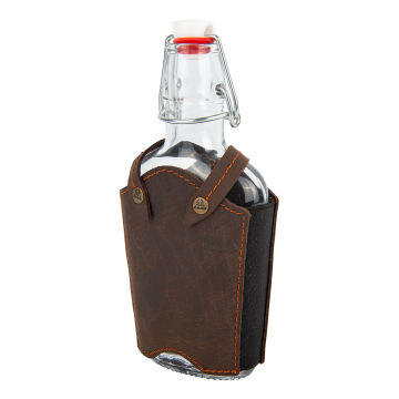 AKAH Glas-Trinkflasche mit Lederbezug