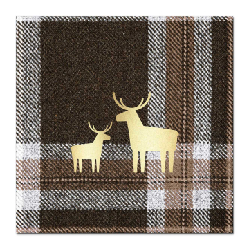 PPD Servietten Check brown and Deer
