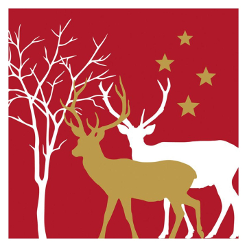 PPD Serviette Winter Deers Red