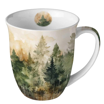 Ambiente Porzellanbecher 0,4 L Evergreen trees
