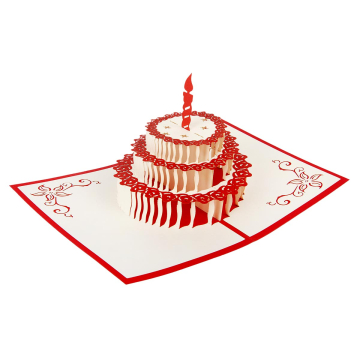 Pop up Karte "Torte (rot) mit Kerze"