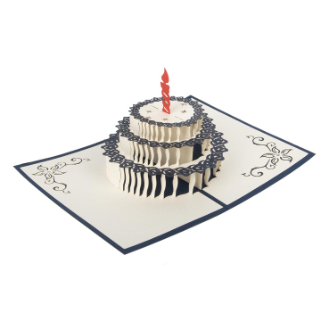 Pop up  Karte "Torte (blau) mit Kerze"