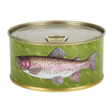 STILGÜRTEL Textilgürtel Angler Motiv Forelle Oliv in der Geschenkdose