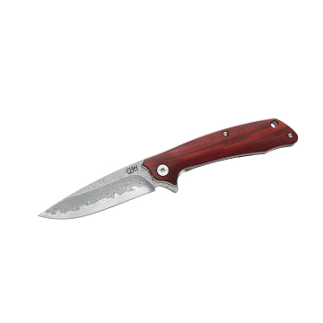 Herbertz CJH Damast Einhandmesser mit Clip Sandelholz