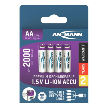 ANSMANN Li-Ion Akkus Mignon AA Typ 2000 (min. 1800 mAh) (4er Pack)