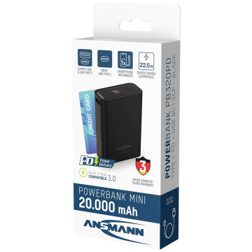 ANSMANN Powerbank 20000 mAh PB222PD schwarz