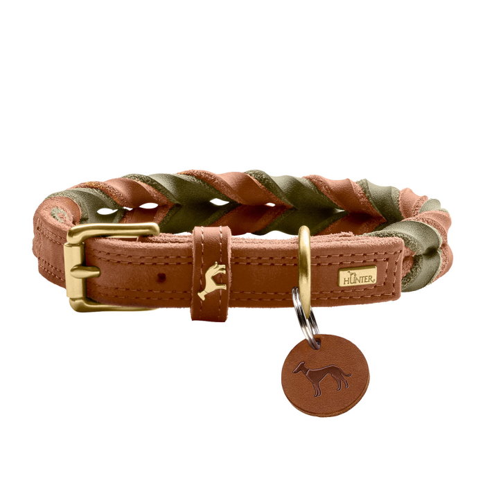 HUNTER HALSBAND SOLID EDUCATION DUO COGNAC/OLIV