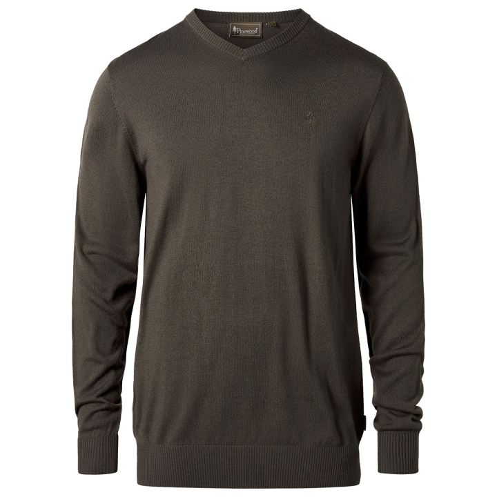 Pinewood Värnamo Merino Herren-Sweater Dunkel-Mooßgrün