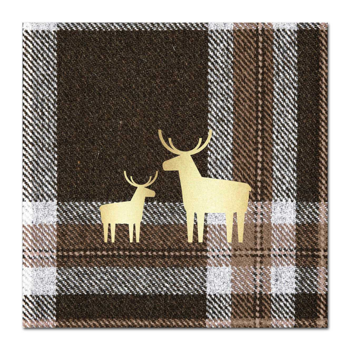 PPD Servietten Check brown and Deer