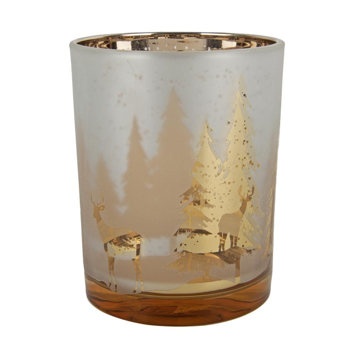 Windlicht Glas Hirsch / Baum 12cm