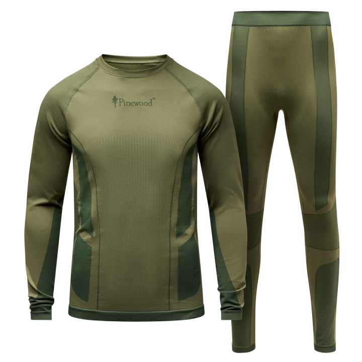 Pinewood Seamless Funktionsunterwäsche Base-Layer-Set Olivgrün