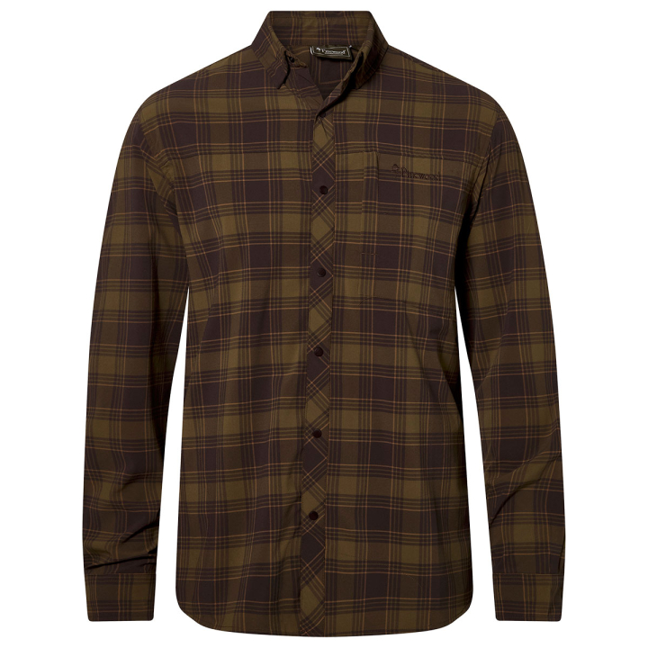 Pinewood Abisko Herren-Trekkinghemd InsectSafe Dunkeloliv/Dunkel-Sandstein