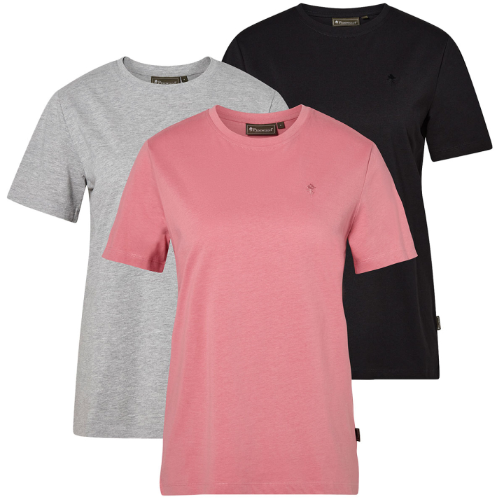 Pinewood 3er Pack T-Shirts Damen Grau/Pink/Schwarz