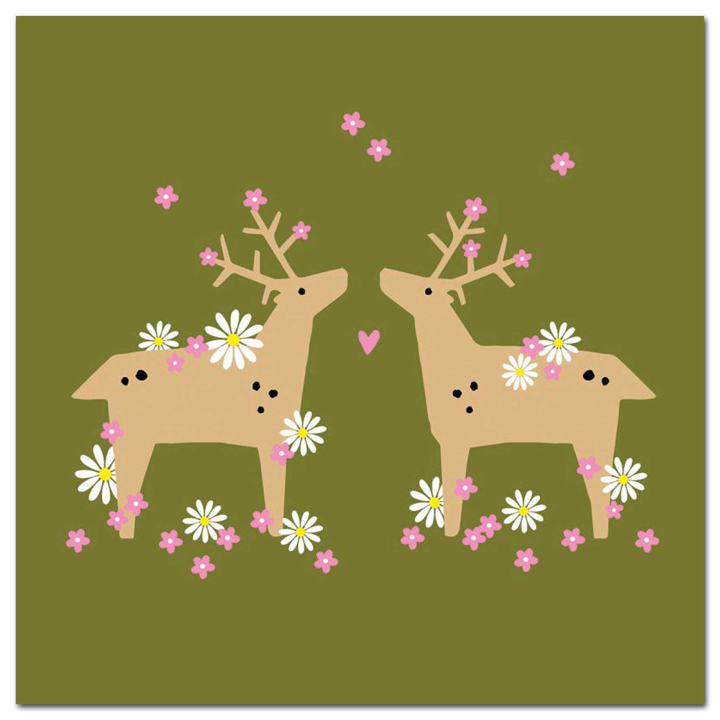 PPD Servietten Flower Deers gr&uuml;n