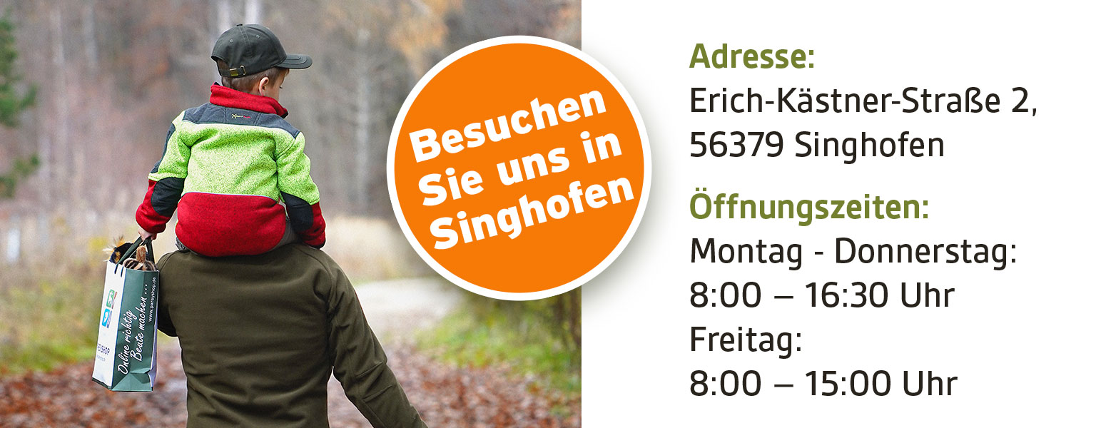 Besuchen Sie uns in Singhofen – Öffnungszeiten: Montag – Donnerstag: 8:00 – 16:30 Uhr. Freitag: 8:00 – 15:00 Uhr. Samstag und Sonntag: Geschlossen Besuchen Sie uns in Singhofen – Öffnungszeiten: Montag – Donnerstag: 8:00 – 16:30 Uhr. Freitag: 8:00 – 15:00 Uhr. Samstag und Sonntag: Geschlossen