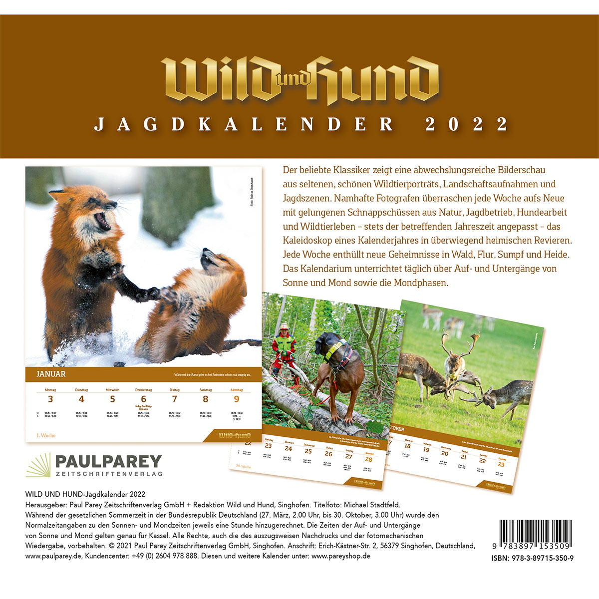 WILD UND HUND Edition Jagdkalender Tischvariante 2022