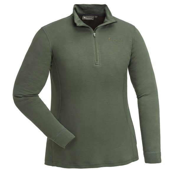 Pinewood Abisko Merino Base Layer Damen-Unterhemd Half Zip Moosgrün im Pareyshop