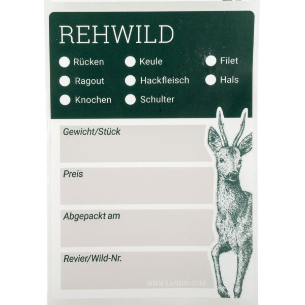 Landig Jagd-Etiketten für Vakuumbeutel - Rehwild im Pareyshop