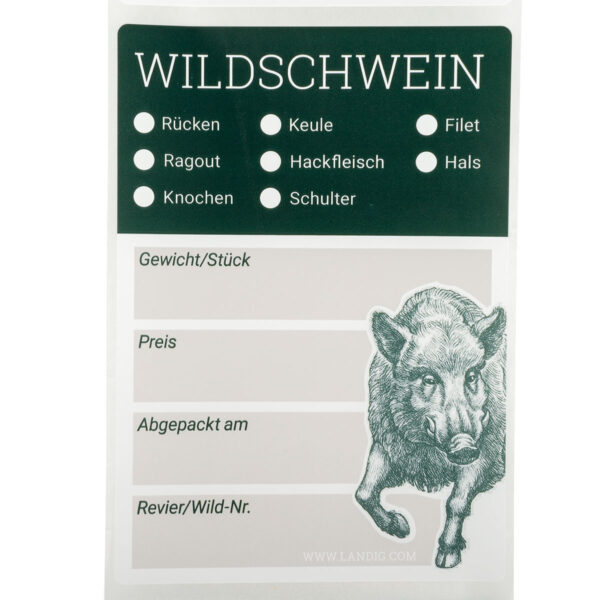 Landig Jagd-Etiketten für Vakuumbeutel - Wildschwein im Pareyshop