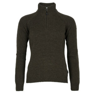 Pinewood Damen-Sweater Värnamo T-Neck Dunkelgrün Meliert im Pareyshop