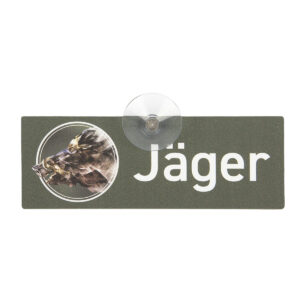 Wilde Hilde Autoschild mit Saugnapf "Jäger" Wildschwein (normale Schrift) im Pareyshop